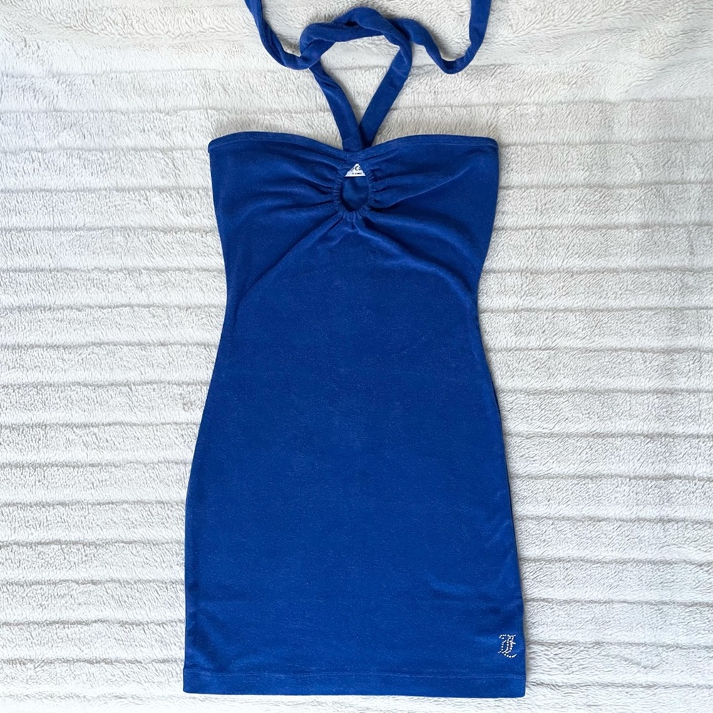 Juicy Couture Halter Mini Dress in Royal Blue - Picture 1 of 8